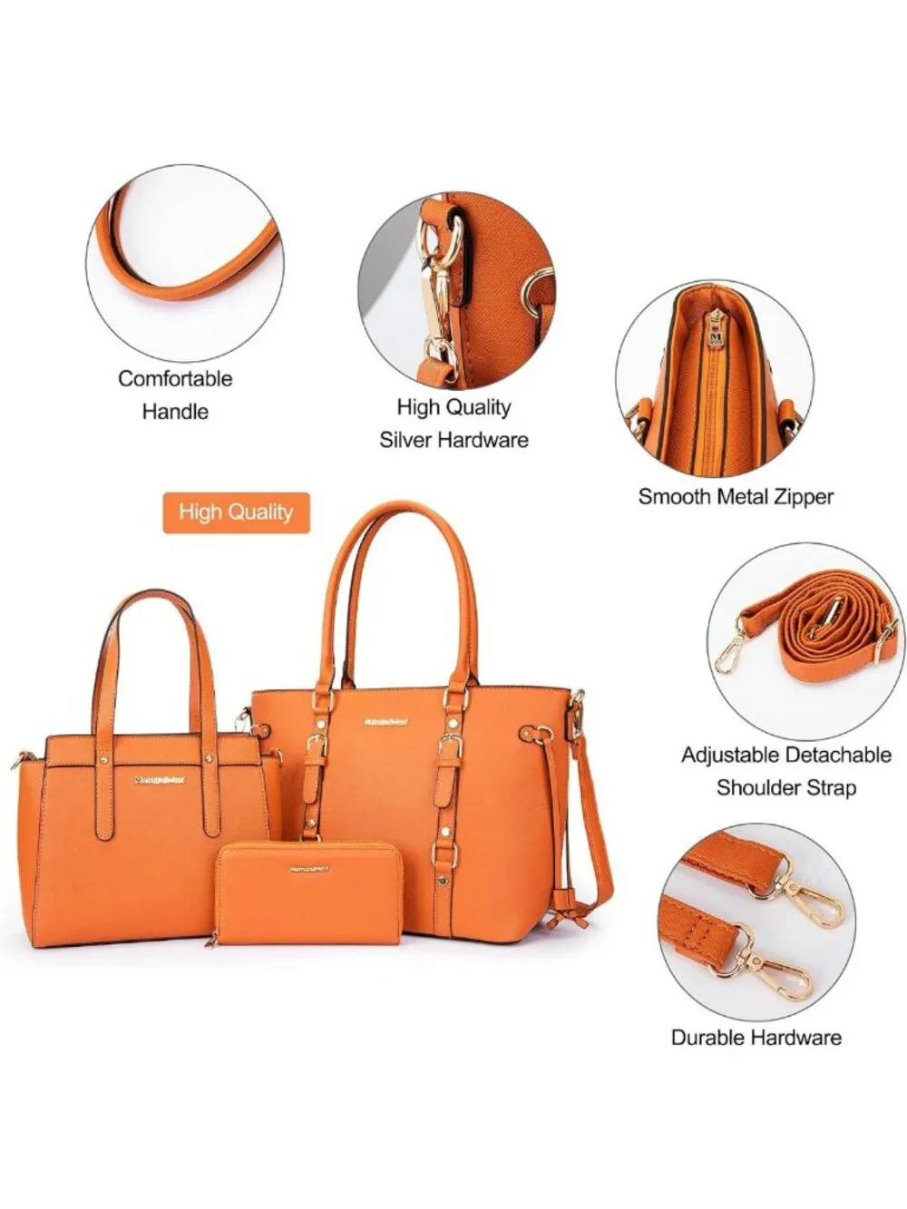 Stylish 3PCS Women's Tote Bag, Wallet & Shoulder Satchel Handbag Set